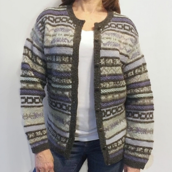 Northern Isles Wool Scottish Cardigan Sweater - Picture 2 of 16